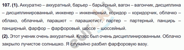 Русский язык 7 класс. ФГОС Разумовская Задание 107
