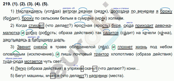 Русский язык 7 класс. ФГОС Разумовская Задание 219