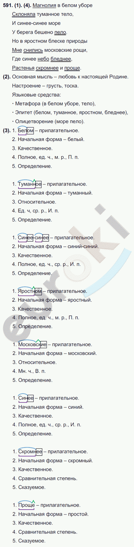 Русский язык 7 класс. ФГОС Разумовская Задание 591