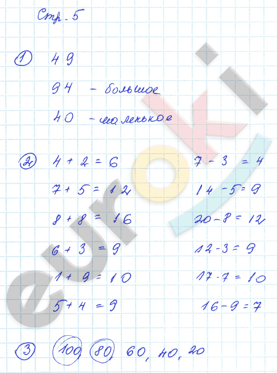 Тетрадь для контрольных работ по математике 2 класс Рудницкая, Юдачева Страница 5