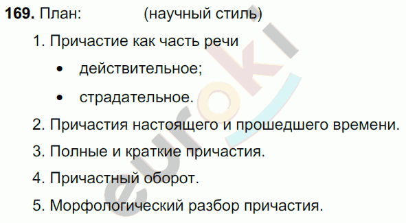 Русский язык 7 класс. ФГОС Баранов, Ладыженская Задание 169
