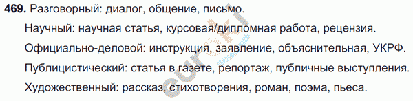 Русский язык 7 класс. ФГОС Баранов, Ладыженская Задание 469