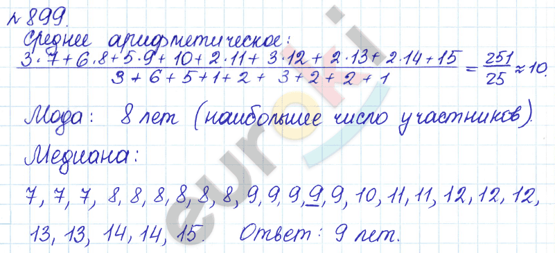Алгебра 8 класс. ФГОС Дорофеев, Суворова Задание 899