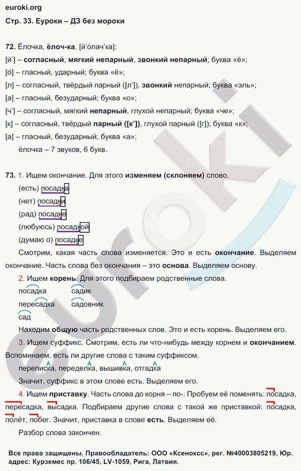 Рабочая тетрадь по русскому языку 3 класс. Учусь писать без ошибок Кузнецова Страница 33