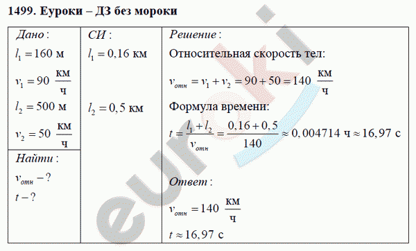 Физика 9 класс Перышкин (сборник задач) Задание 1499