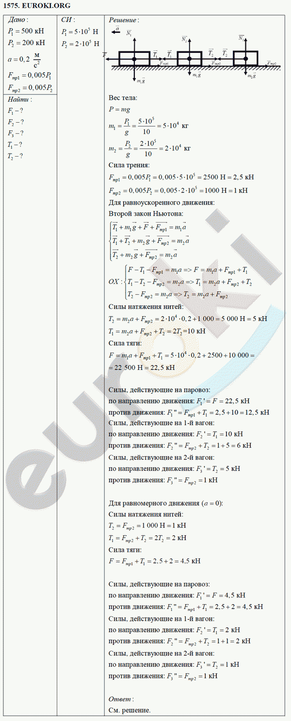 Физика 9 класс Перышкин (сборник задач) Задание 1575