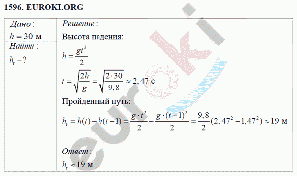 Физика 9 класс Перышкин (сборник задач) Задание 1596