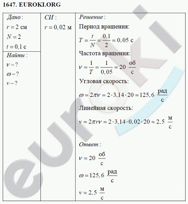 Физика 9 класс Перышкин (сборник задач) Задание 1647