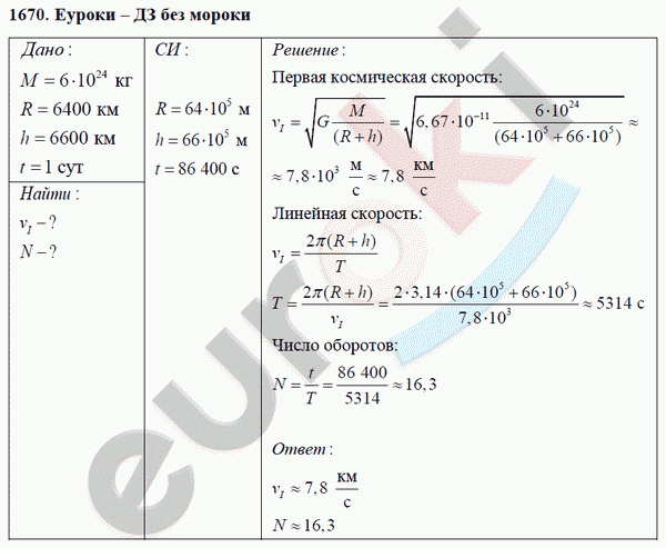 Физика 9 класс Перышкин (сборник задач) Задание 1670