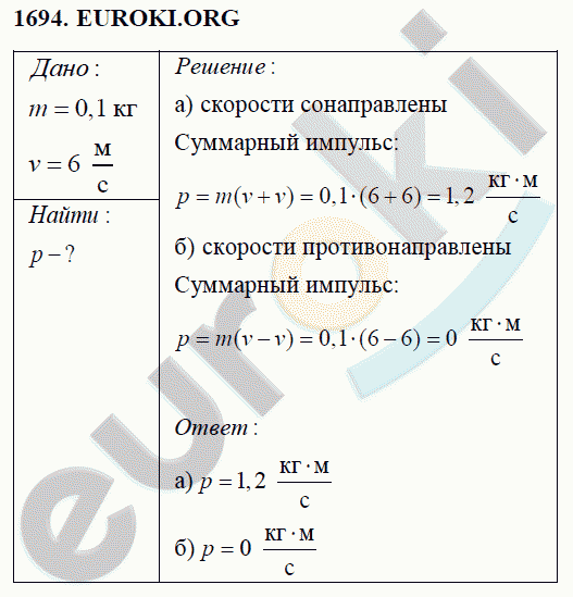 Физика 9 класс Перышкин (сборник задач) Задание 1694