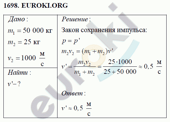 Физика 9 класс Перышкин (сборник задач) Задание 1698