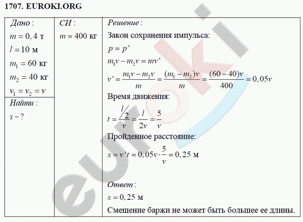 Физика 9 класс Перышкин (сборник задач) Задание 1707