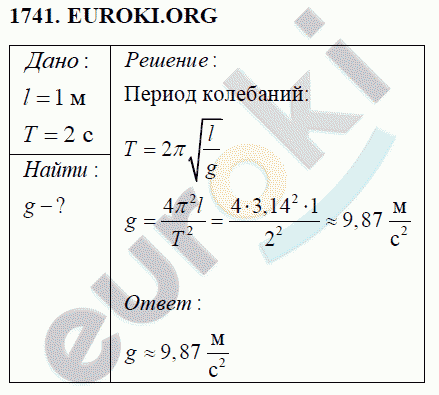 Физика 9 класс Перышкин (сборник задач) Задание 1741