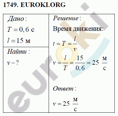 Физика 9 класс Перышкин (сборник задач) Задание 1749