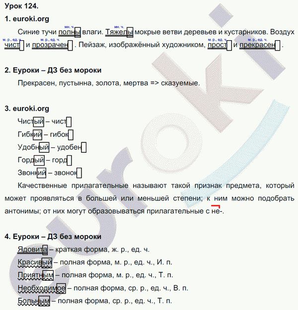 Русский язык 3 класс. Часть 1, 2 Иванов, Евдокимова, Кузнецова Задание 124