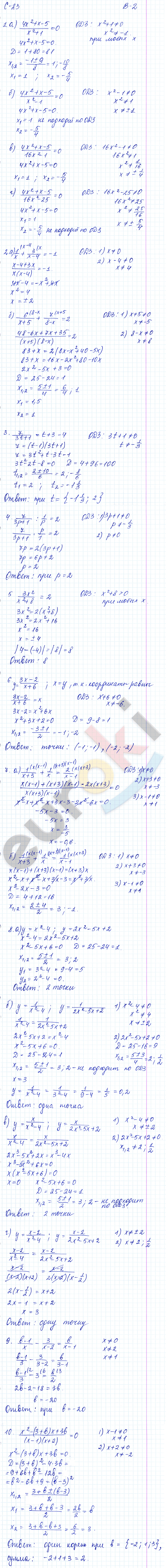 Дидактические материалы по алгебре 8 класс Звавич, Дьяконова Вариант 2