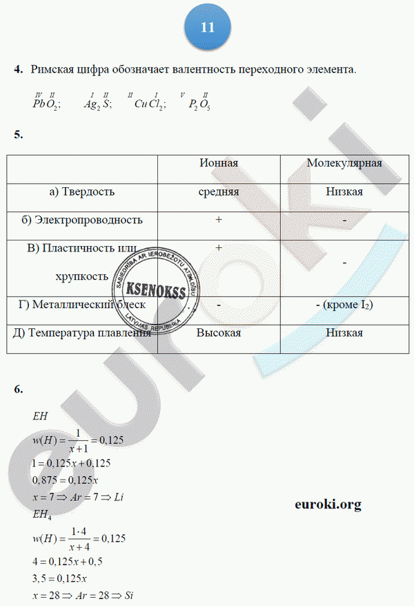 Тетрадь-экзаменатор по химии 9 класс. ФГОС Бобылева, Бирюлина Страница 11
