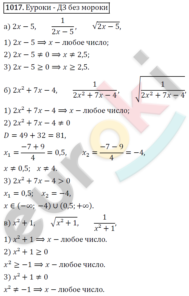 Алгебра 9 класс. ФГОС Макарычев, Миндюк, Нешков Задание 1017