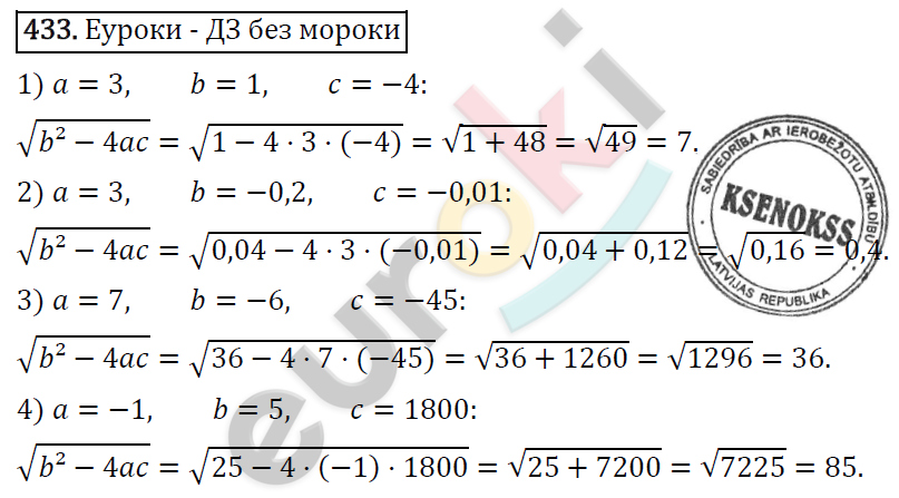 Алгебра 8 класс. ФГОС Колягин, Ткачева, Фёдорова Задание 433