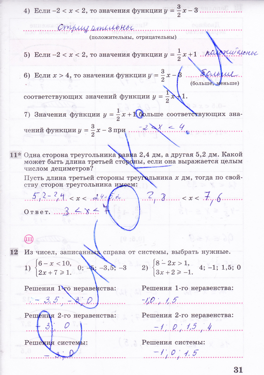 Рабочая тетрадь по алгебре 8 класс. Часть 1, 2. ФГОС Колягин, Ткачева Страница 31