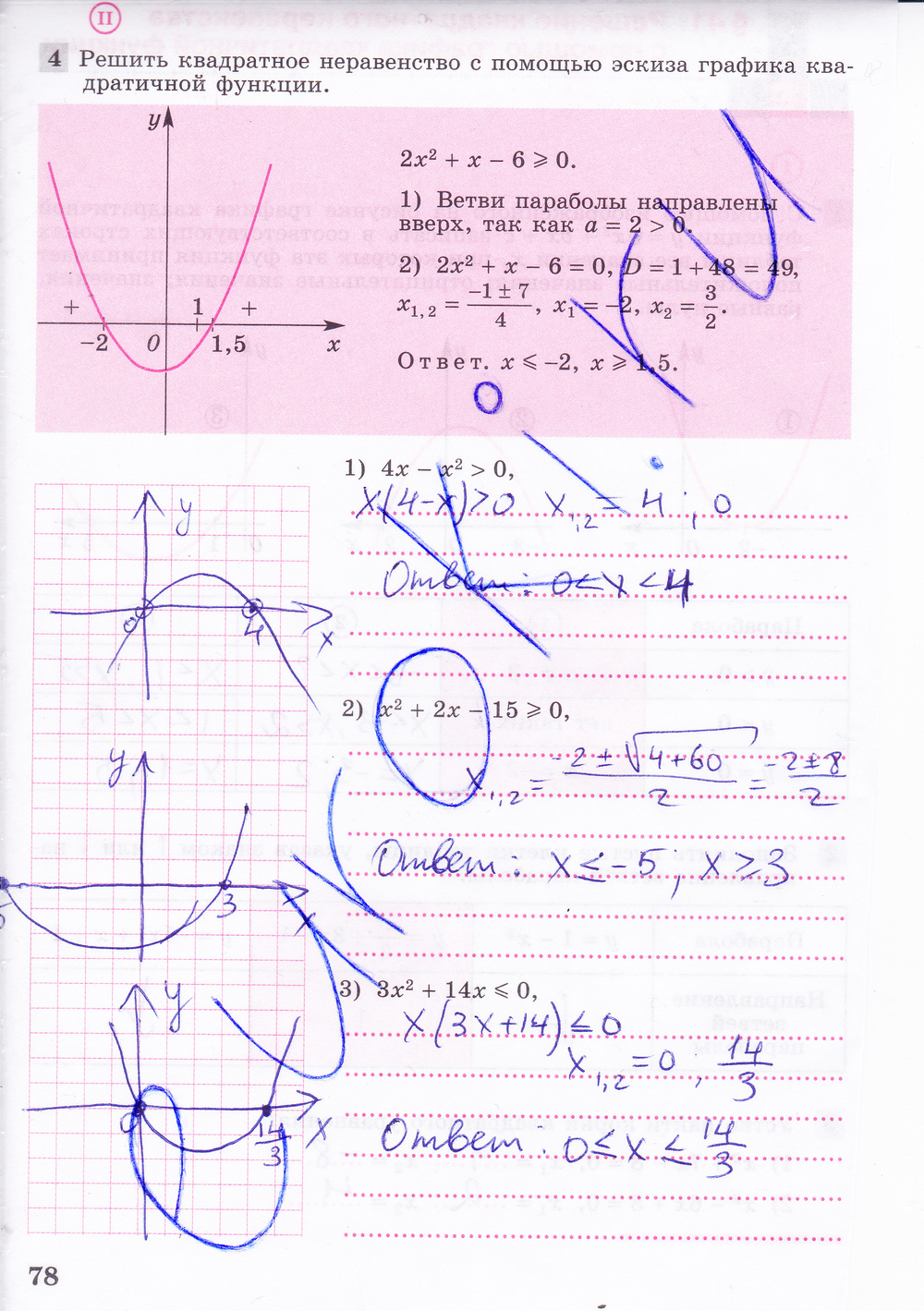 Рабочая тетрадь по алгебре 8 класс. Часть 1, 2. ФГОС Колягин, Ткачева Страница 78