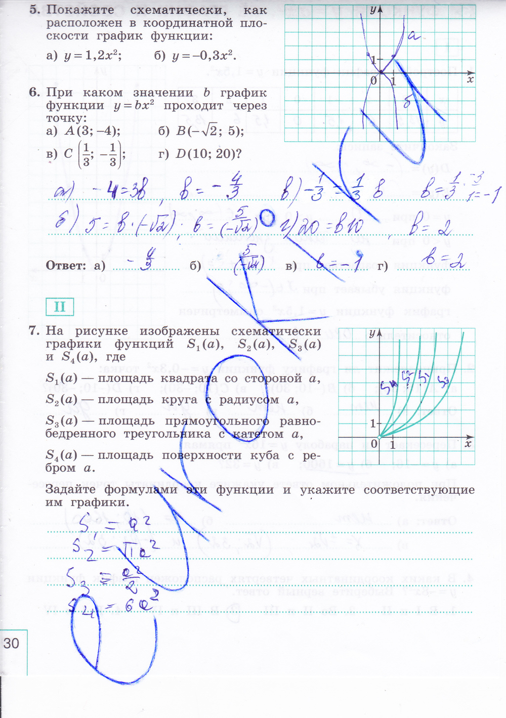 Рабочая тетрадь по алгебре 9 класс. Часть 1, 2. ФГОС Миндюк, Шлыкова Страница 30