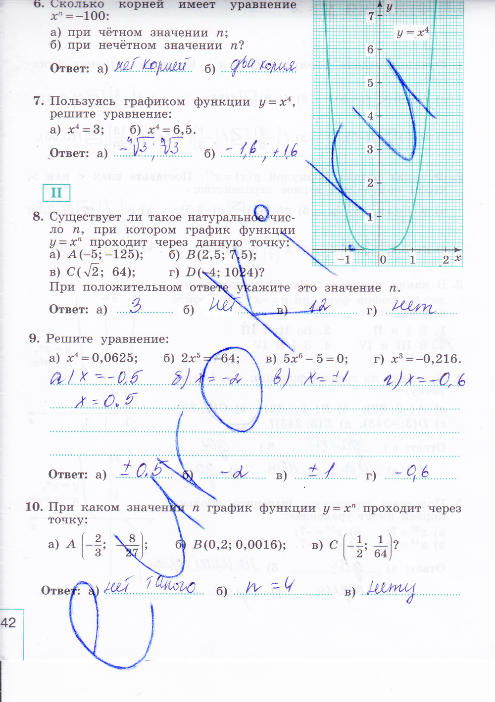 Рабочая тетрадь по алгебре 9 класс. Часть 1, 2. ФГОС Миндюк, Шлыкова Страница 42