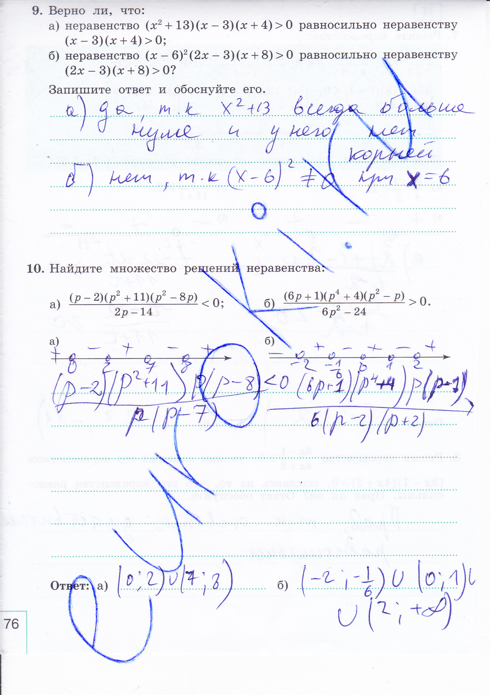 Рабочая тетрадь по алгебре 9 класс. Часть 1, 2. ФГОС Миндюк, Шлыкова Страница 76