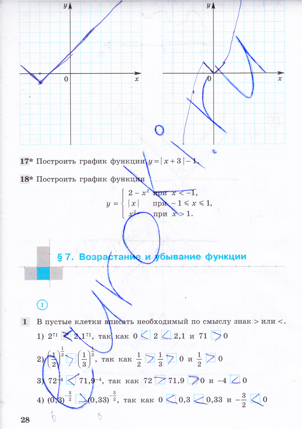 Рабочая тетрадь по алгебре 9 класс. ФГОС Ткачёва, Фёдорова Страница 28