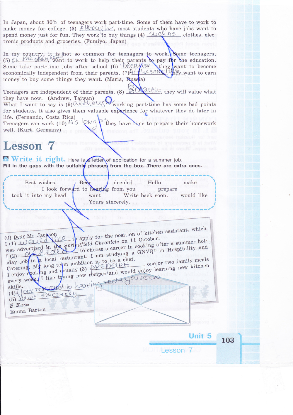 Рабочая тетрадь по английскому языку 9 класс (зеленая и синяя обложки) Кузовлев, Лапа, Перегудова Страница 103