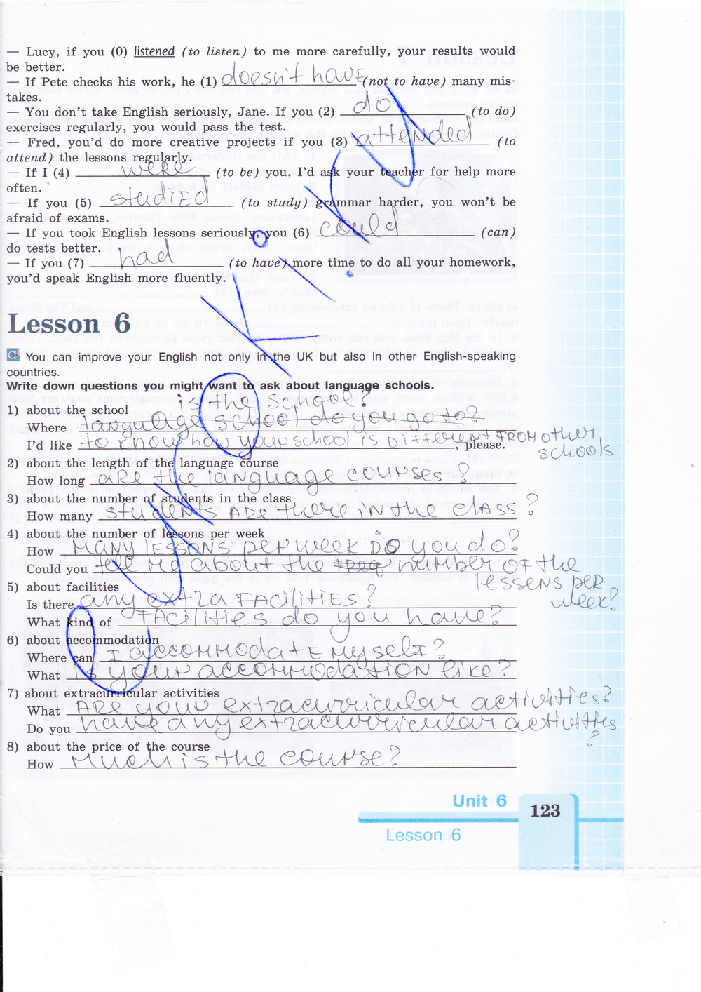 Рабочая тетрадь по английскому языку 9 класс (зеленая и синяя обложки) Кузовлев, Лапа, Перегудова Страница 123