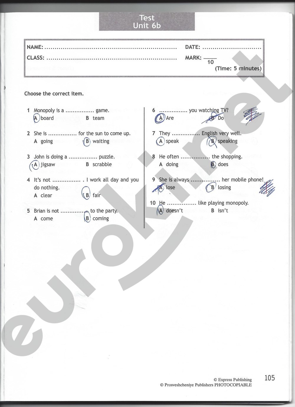 ГДЗ Рабочая тетрадь по английскому шестой класс. Spotlight 6: Test Booklet.  Страница 105