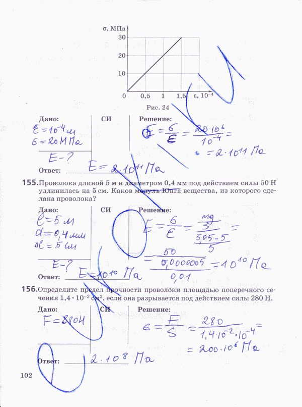 Рабочая тетрадь по физике 10 класс Пурышева, Важеевская Страница 102