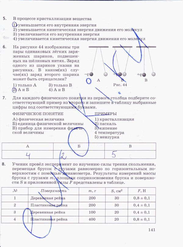 Рабочая тетрадь по физике 10 класс Пурышева, Важеевская Страница 141