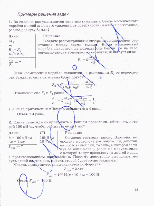 Рабочая тетрадь по физике 10 класс Пурышева, Важеевская Страница 15
