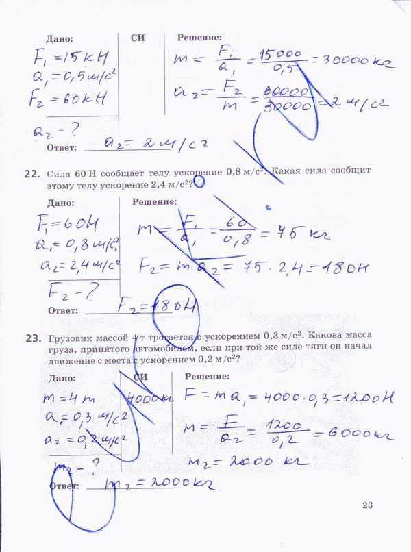 Рабочая тетрадь по физике 10 класс Пурышева, Важеевская Страница 23