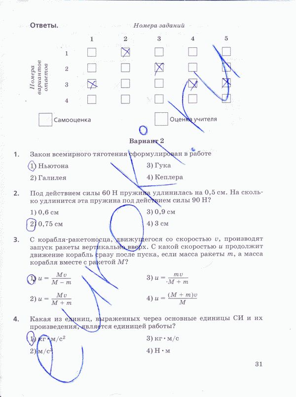 Рабочая тетрадь по физике 10 класс Пурышева, Важеевская Страница 31