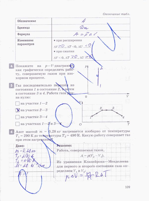 Рабочая тетрадь по физике 10 класс Касьянов, Дмитриева Страница 109