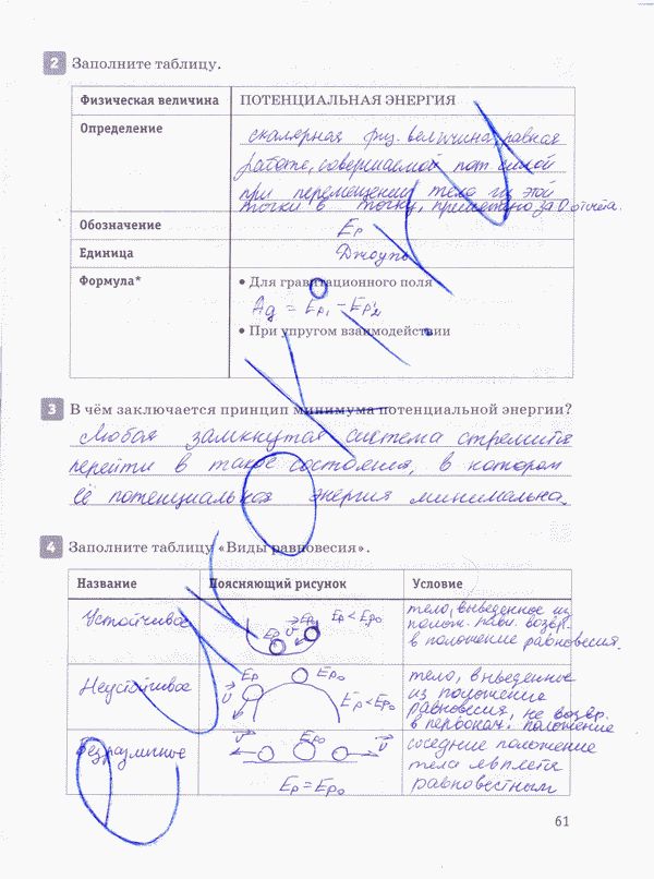 Рабочая тетрадь по физике 10 класс Касьянов, Дмитриева Страница 61