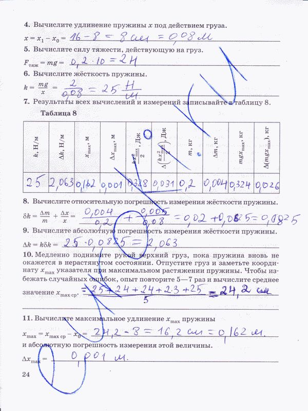Тетрадь для лабораторных работ по физике 10 класс Пурышева, Степанов Страница 24