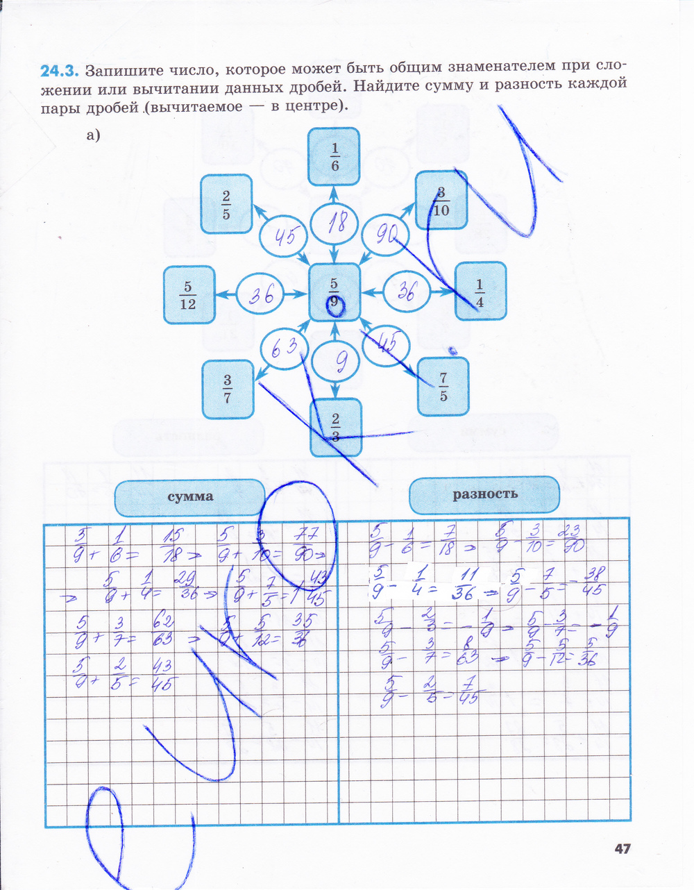 Рабочая тетрадь по математике 6 класс. Часть 1, 2. ФГОС Зубарева Страница 47