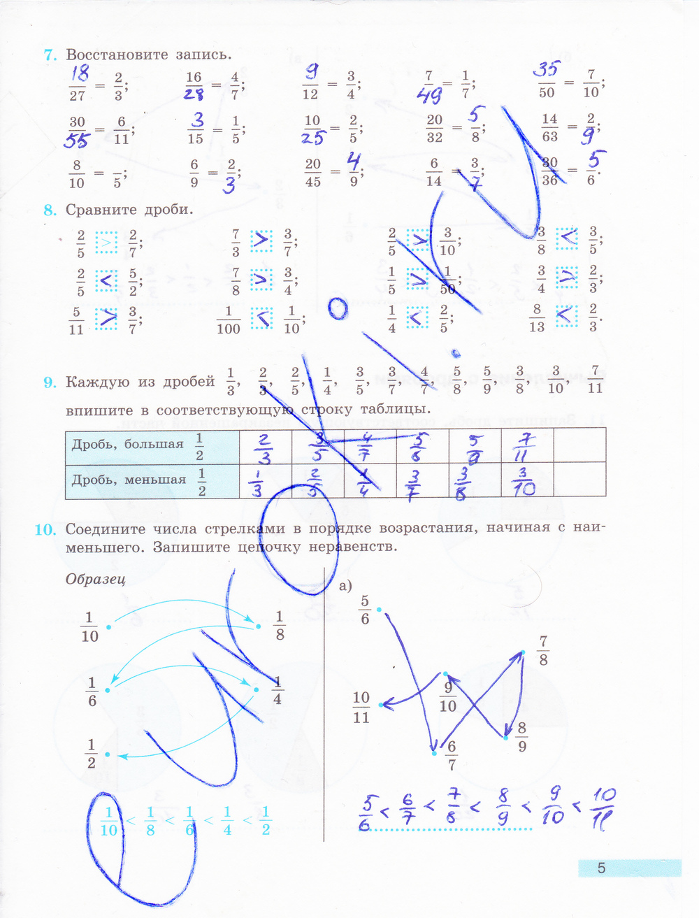 Рабочая тетрадь по математике 6 класс. ФГОС Бунимович, Кузнецова Страница 5