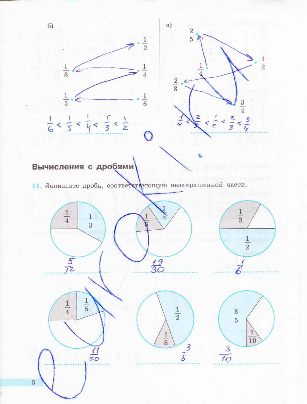 Рабочая тетрадь по математике 6 класс. ФГОС Бунимович, Кузнецова Страница 6