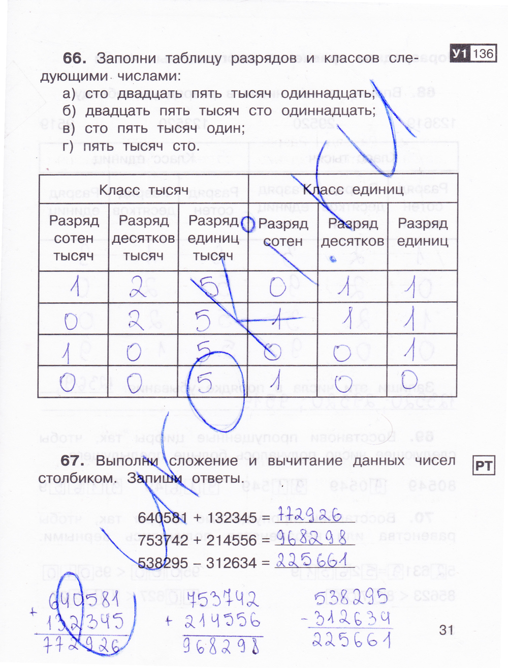 Рабочая тетрадь по математике 3 класс. Часть 1, 2. ФГОС Захарова, Юдина Страница 31