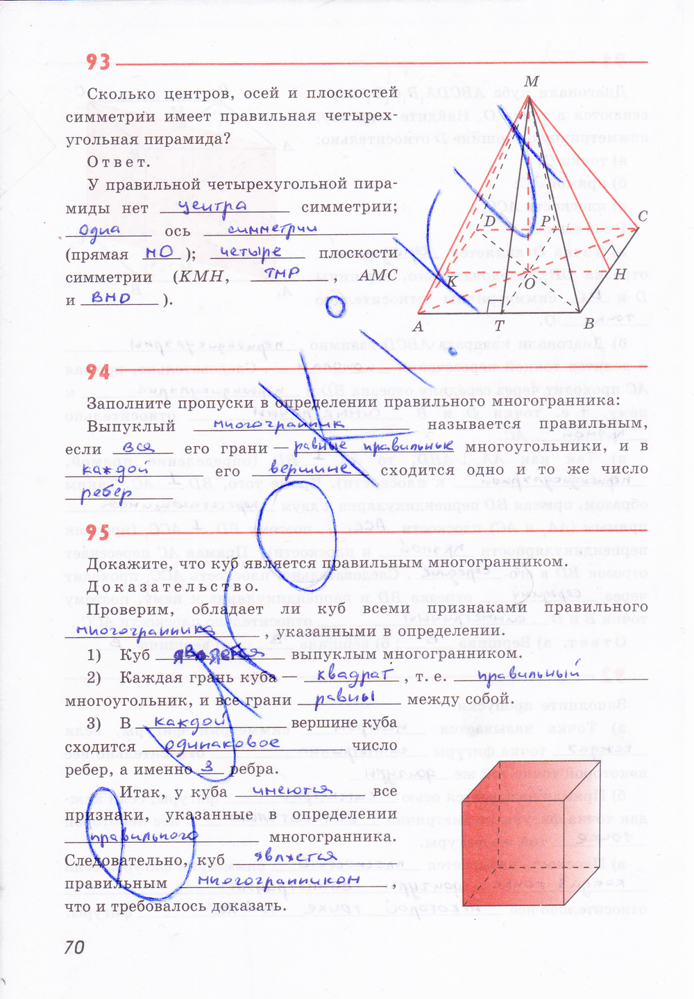 Рабочая тетрадь по геометрии 10 класс Глазков, Бутузов Страница 70