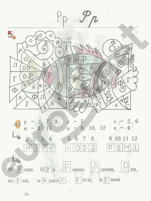 Рабочая тетрадь по русскому языку 1 класс. Я учусь писать и читать Кузнецова Страница 35