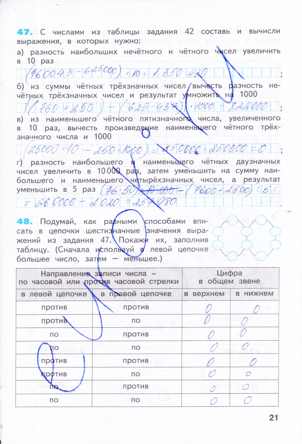 Рабочая тетрадь по математике 4 класс. Часть 1, 2. ФГОС Бененсон, Итина Страница 21