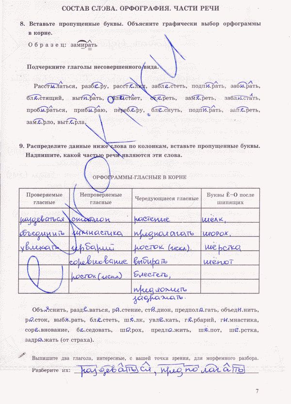 Рабочая тетрадь по русскому языку 6 класс. Часть 1, 2 Богданова Страница 7