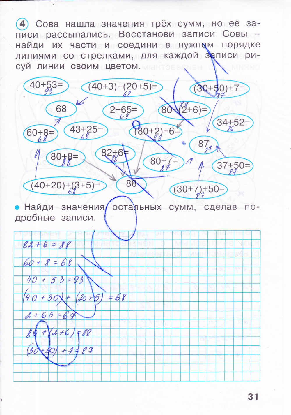 Рабочая тетрадь по математике 2 класс. Часть 1, 2, 3, 4. ФГОС Бененсон, Итина Страница 31