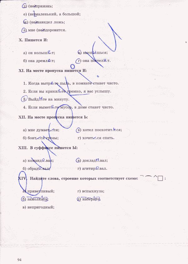 Рабочая тетрадь по русскому языку 6 класс. Часть 1, 2 Богданова Страница 94